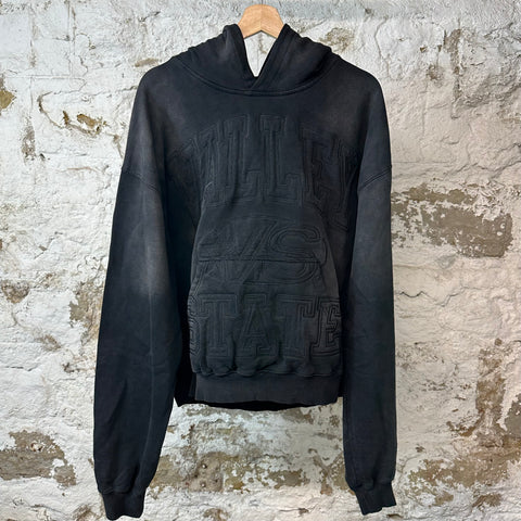 Vale State Embossed Black Hoodie Sz M