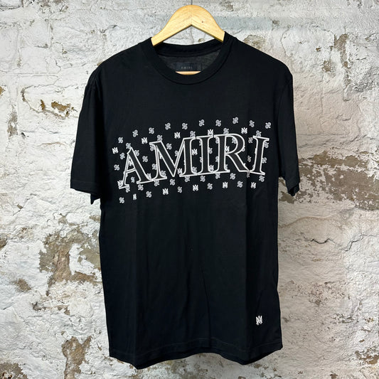 Amiri White Paisley Spell T-shirt Black Sz XS