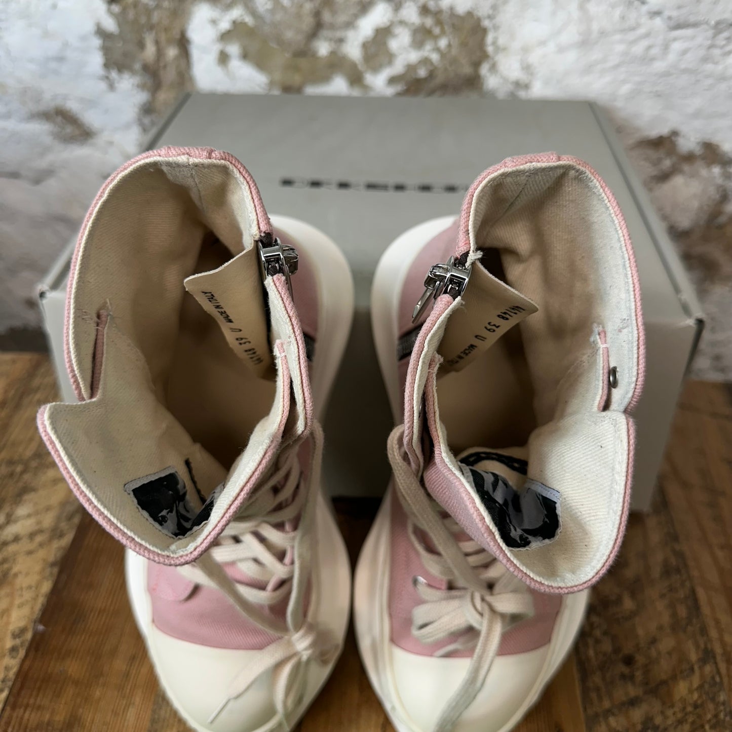 Rick Owens High Pink Canvas Abstract Sneaker Sz 6.5 (39)