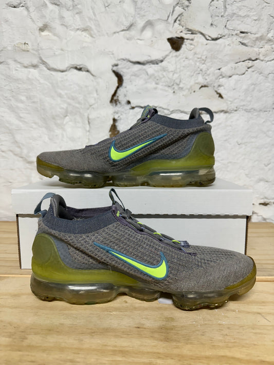 Nike Vapormax 2021 Flyknit Grey Liquid Lime Sz 9