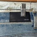 Amiri MX1 Orange Art Patch Blue Denim Jeans Sz 32