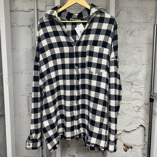 Palm Angels Black White Flannel Sz L