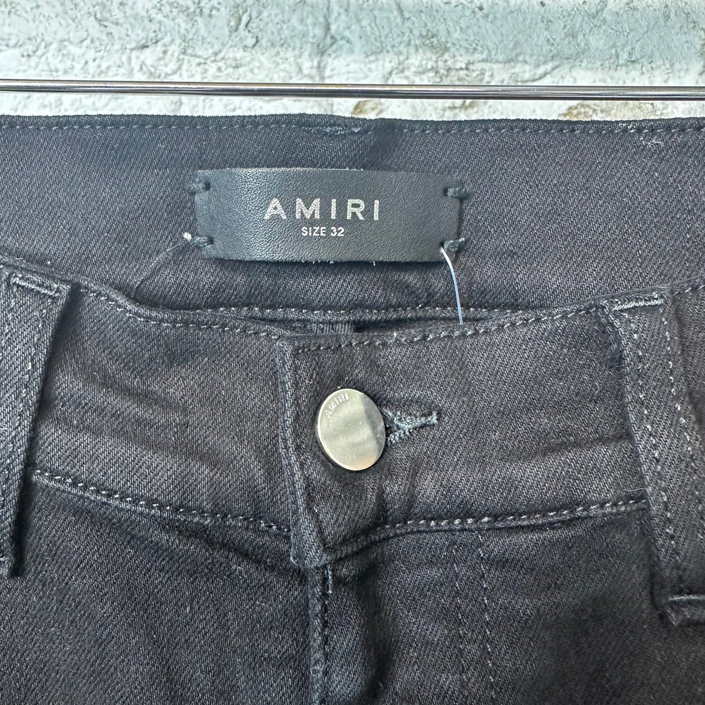 Amiri MX1 Black Suede Blue Denim Jeans Sz 32