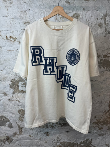 Rhude Vertical Navy Spell White T-shirt Sz XL