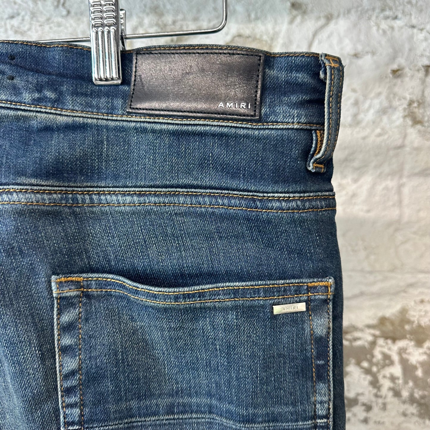 Amiri Plain Dark Blue Shotgun Denim Jeans Sz 32
