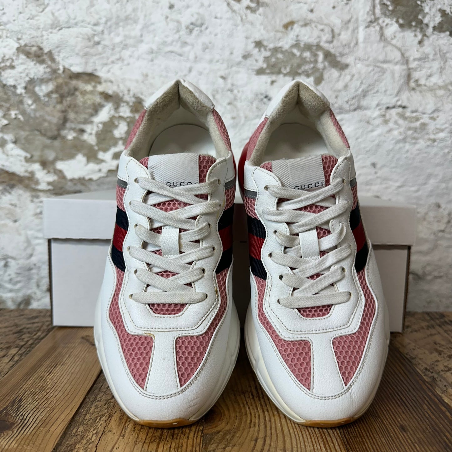 Gucci Rhyton White Pink Red Sneaker Sz 5.5 (37.5)