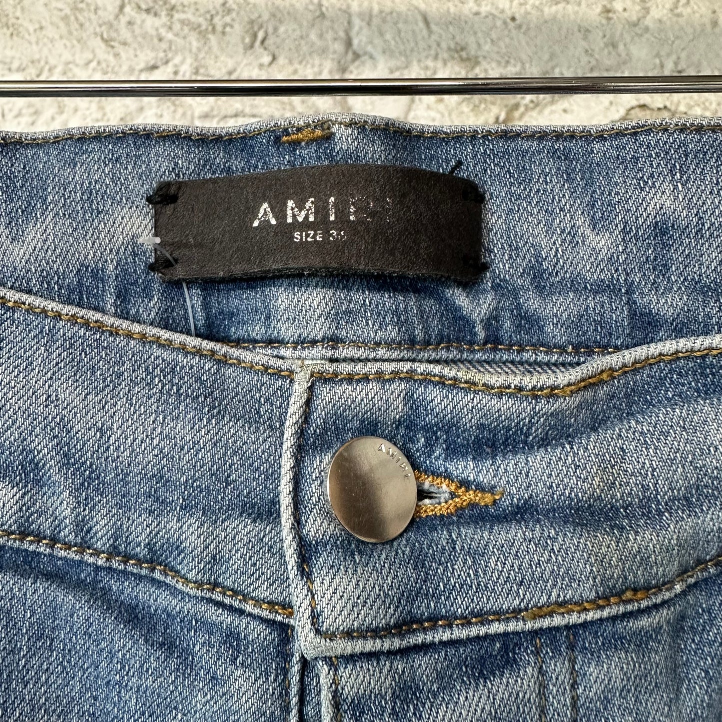 Amiri MX1 Indigo Paisley Blue Denim Jeans Sz 36