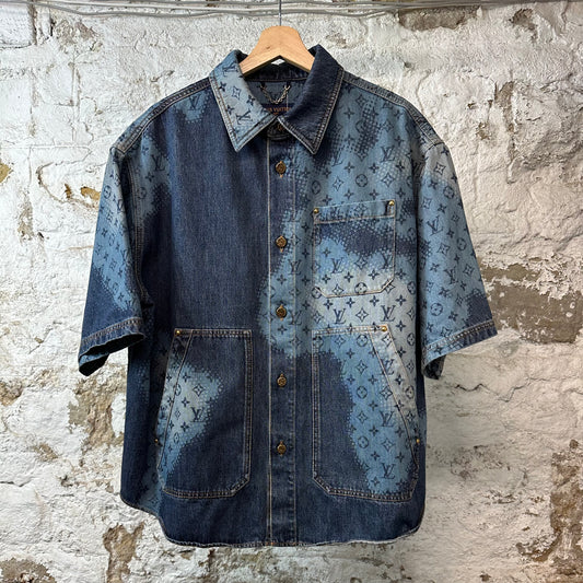 Louis Vuitton Denim Monogram Button Up Shirt Sz M