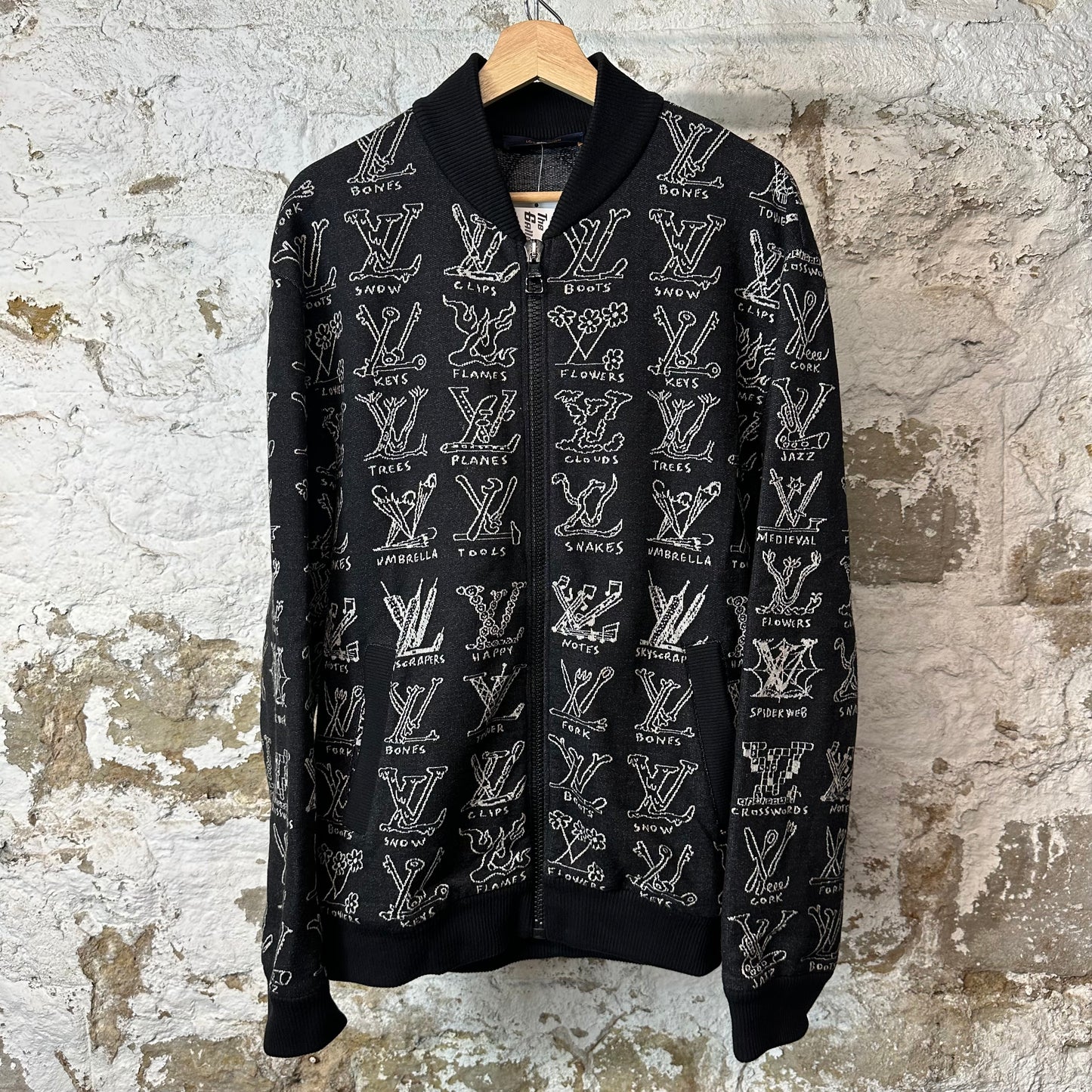 Louis Vuitton Cartoon Logos Black Zip Up Jacket Sz L