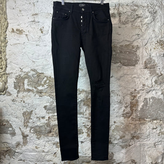Amiri Knee Rip Black Denim Jeans Sz 31