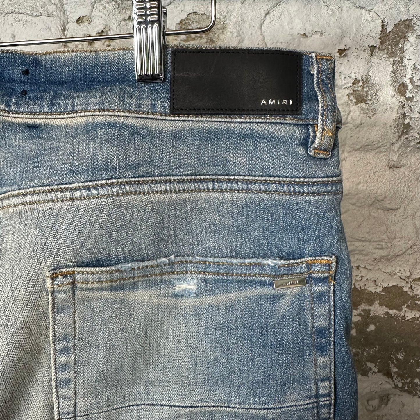 Amiri MX2 Multicolor Flannel Blue Denim Jeans Sz 34