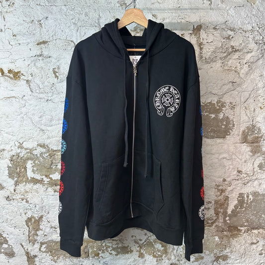 Chrome Hearts Multicolor Horseshoe Black Zip Up Hoodie Sz L