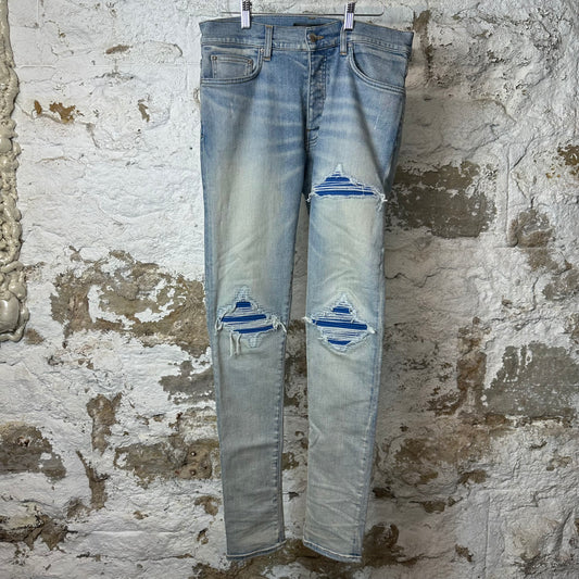 Amiri MX1 Blue Suede Blue Denim Jeans Sz 30