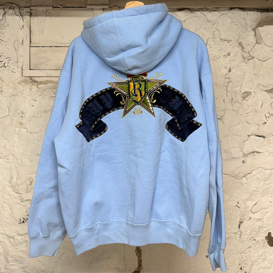 Supreme Crest Light Blue Zip Up Hoodie Sz L