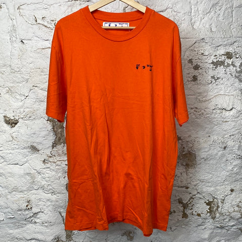 Off White Orange Small Logo Embroidered T-shirt Sz 2XL