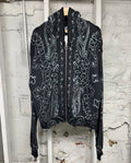 Vale Black Paisley Zip Up Hoodie Sz L