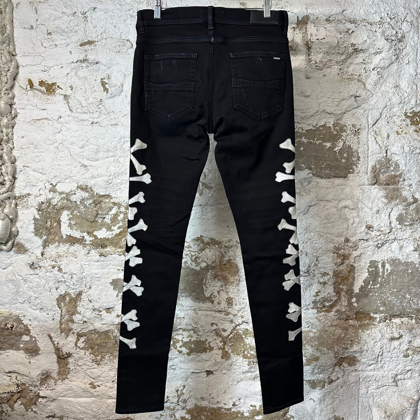 Amiri Silver Bones Black Denim Jeans Sz 32