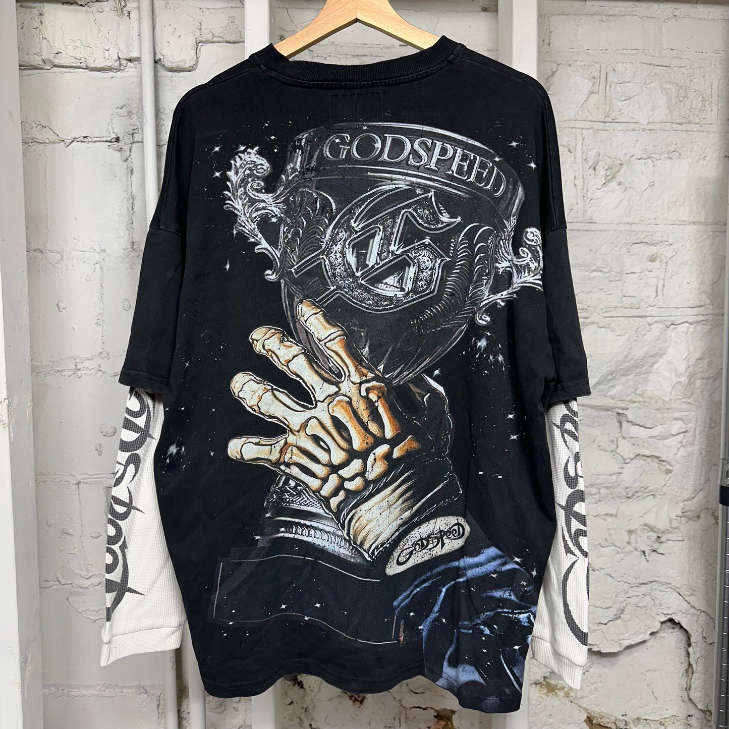 Godspeed Skeleton Helmet Black Thermal Long Sleeve Sz M