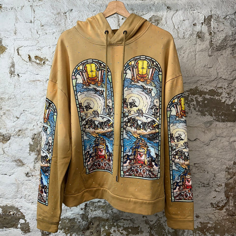 Who Decides War Stained Glass Crystal Hoodie Tan Sz M