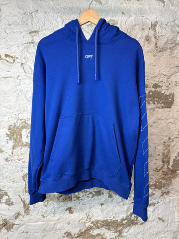 Off White Stitched Arrows Hoodie Blue Sz XL