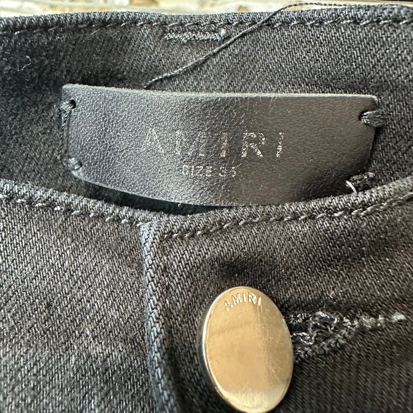 Amiri MX2 Black Patch Black Denim Jeans Sz 36
