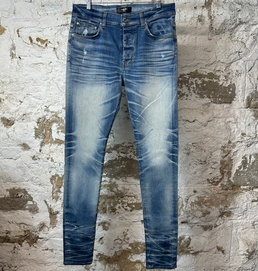 Amiri Plain Blue Honeycomb Denim Jeans Sz 33