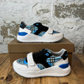 Burberry Ramsey Blue Plaid Black White Sneaker Sz 8 (41)