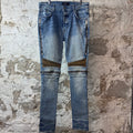 Amiri MX2 Yellow Brown Patch Blue Denim Jeans Sz 34