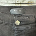 Amiri MX1 Black Leather Black Denim Jeans Sz 33