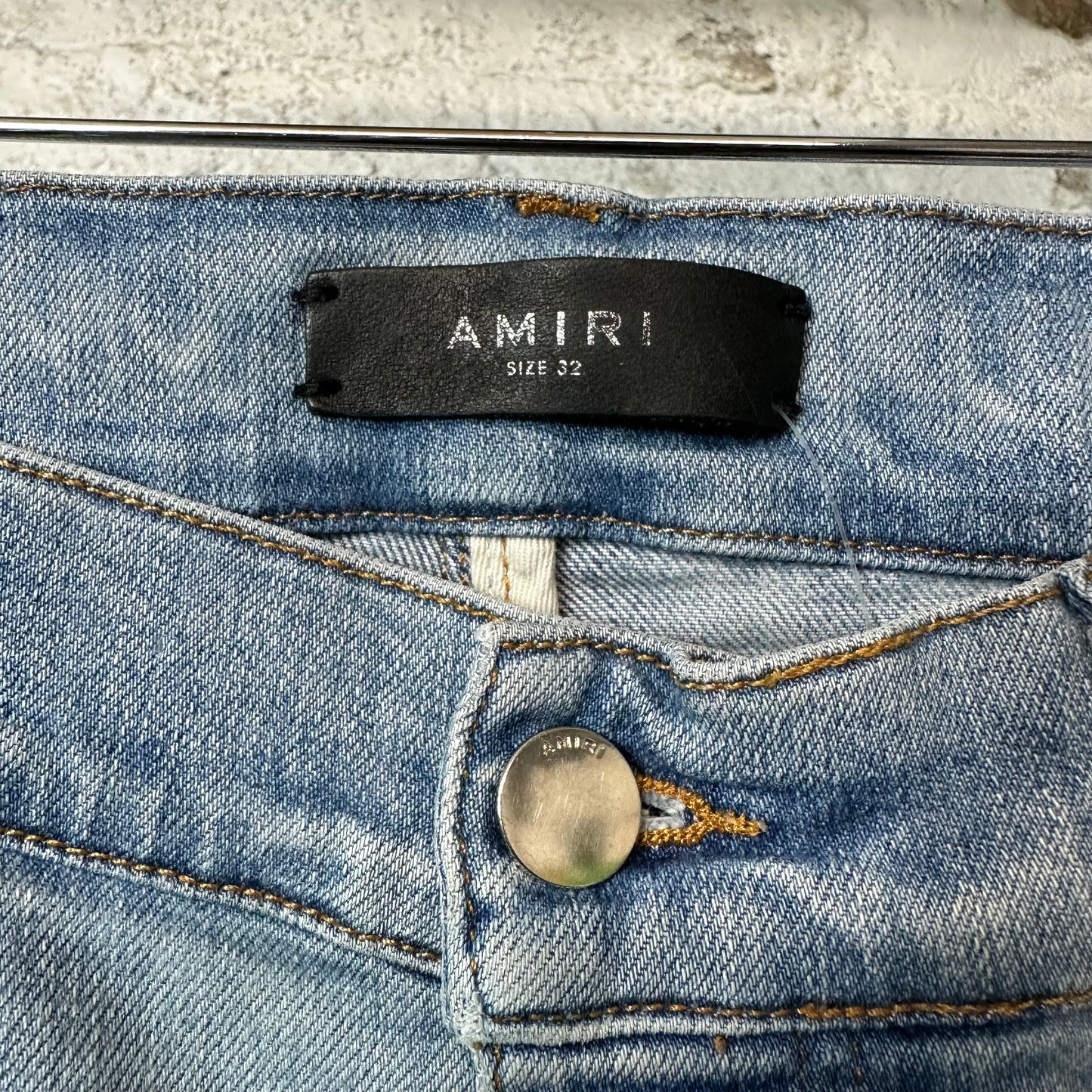 Amiri MX1 Red Navy Patch Blue Denim Jeans Sz 32