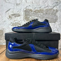 Prada Americas Cup Royal Blue Patent Black Sneaker Sz 9.5