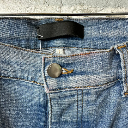 Amiri MX1 Cream Suede Blue Denim Jeans Sz 36