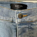 Amiri MX1 Leopard Print Blue Denim Jeans Sz 33