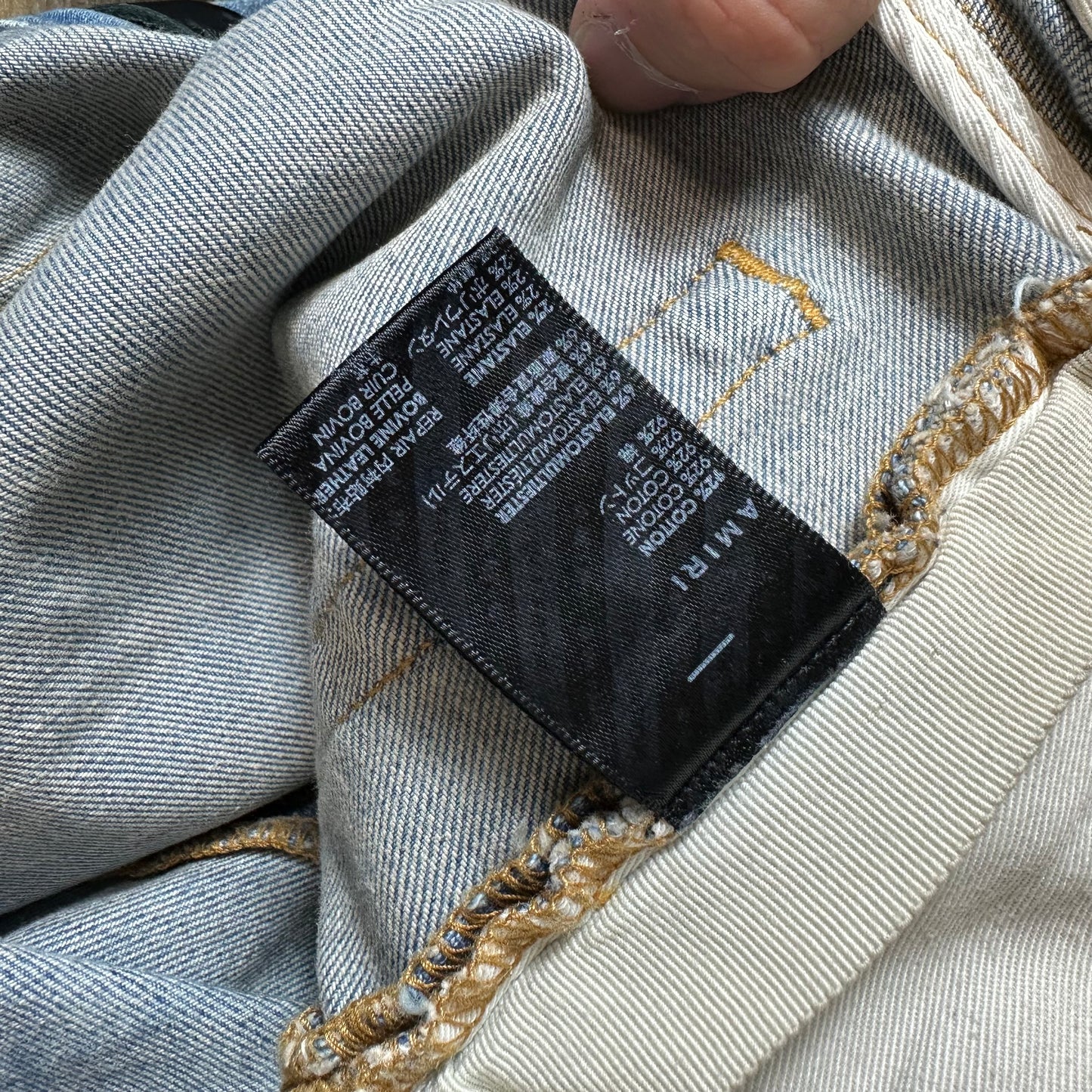 Amiri Varsity 22 Patch Blue Denim Jeans Sz 34