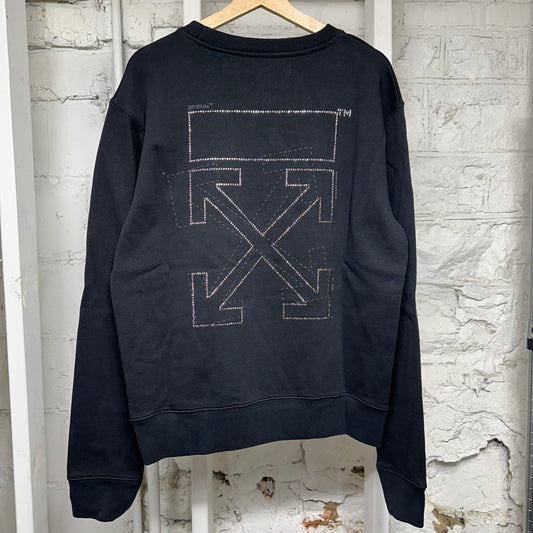 Off-White Rhinestone Black Crewneck Sz L