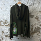 Who Decides War Green Knit Hoodie Sz XS