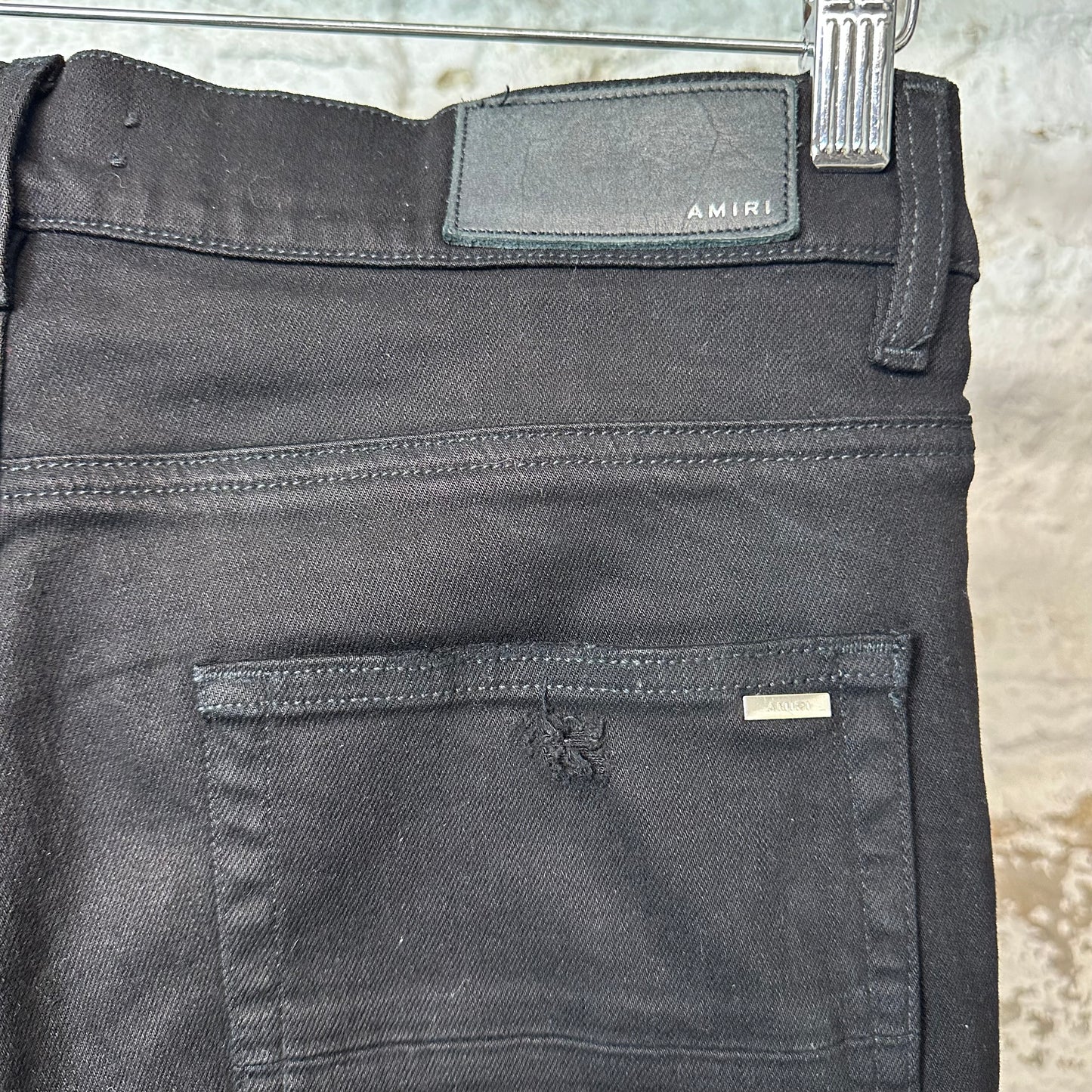 Amiri MX1 Brown Suede Black Denim Jeans Sz 32