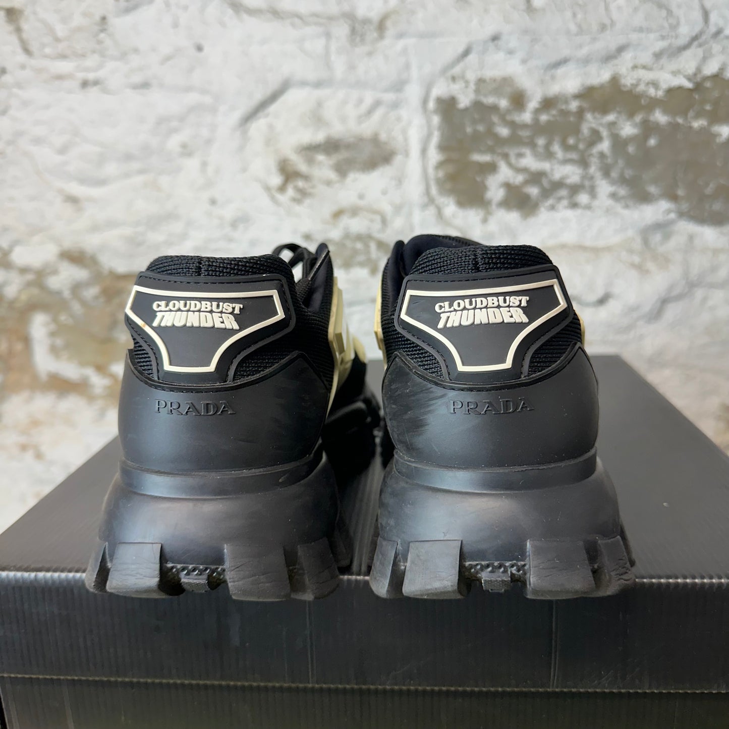 Prada Cloubust Thunder Black White Sneaker Sz 8.5