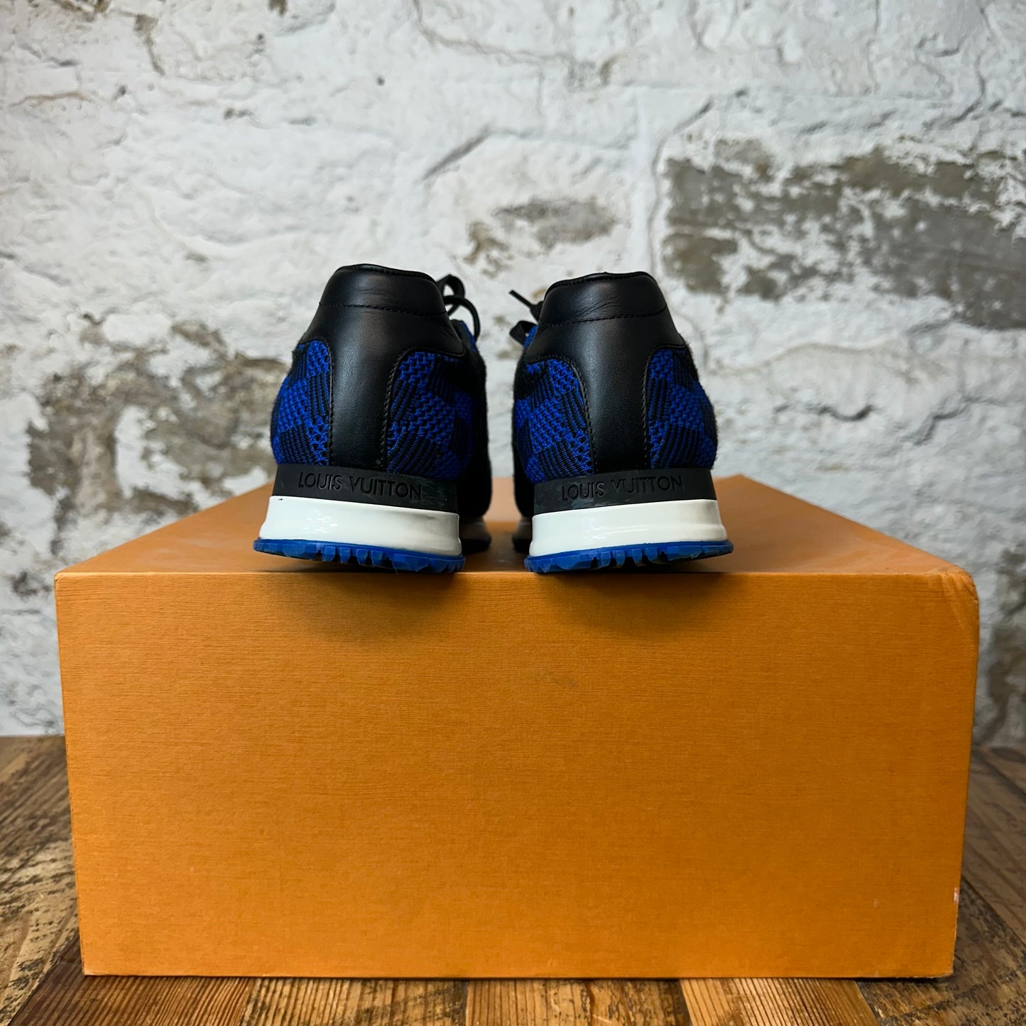 Louis Vuitton Blue Black Damier Knit Runaway Sneaker Sz 7.5 (6LV)
