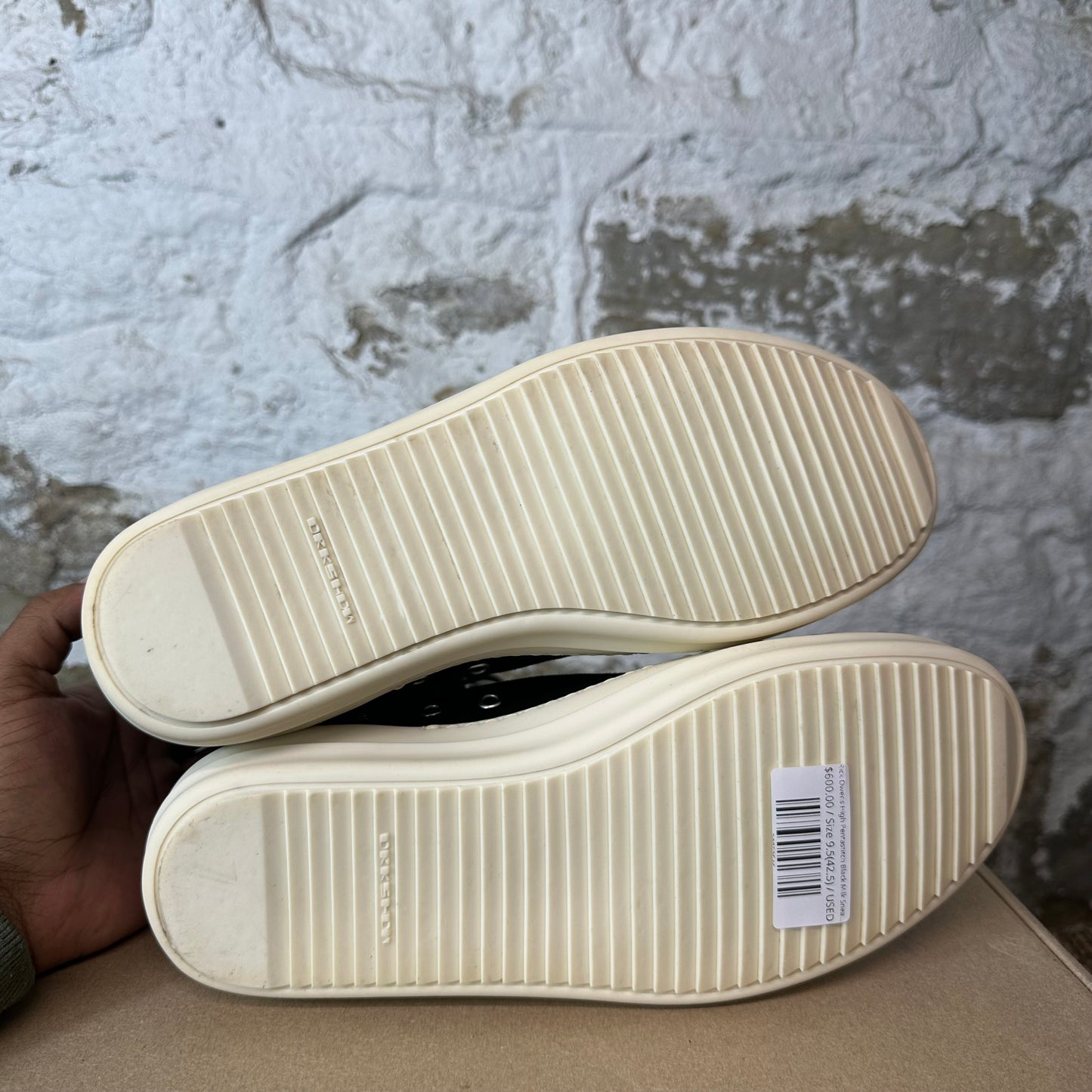 Rick Owens High Pentastitch Black Milk Sneaker Sz 9.5 (42.5)