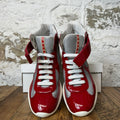 Prada Americas Cup High Red Patent Gray Sneaker Sz 8 No Box