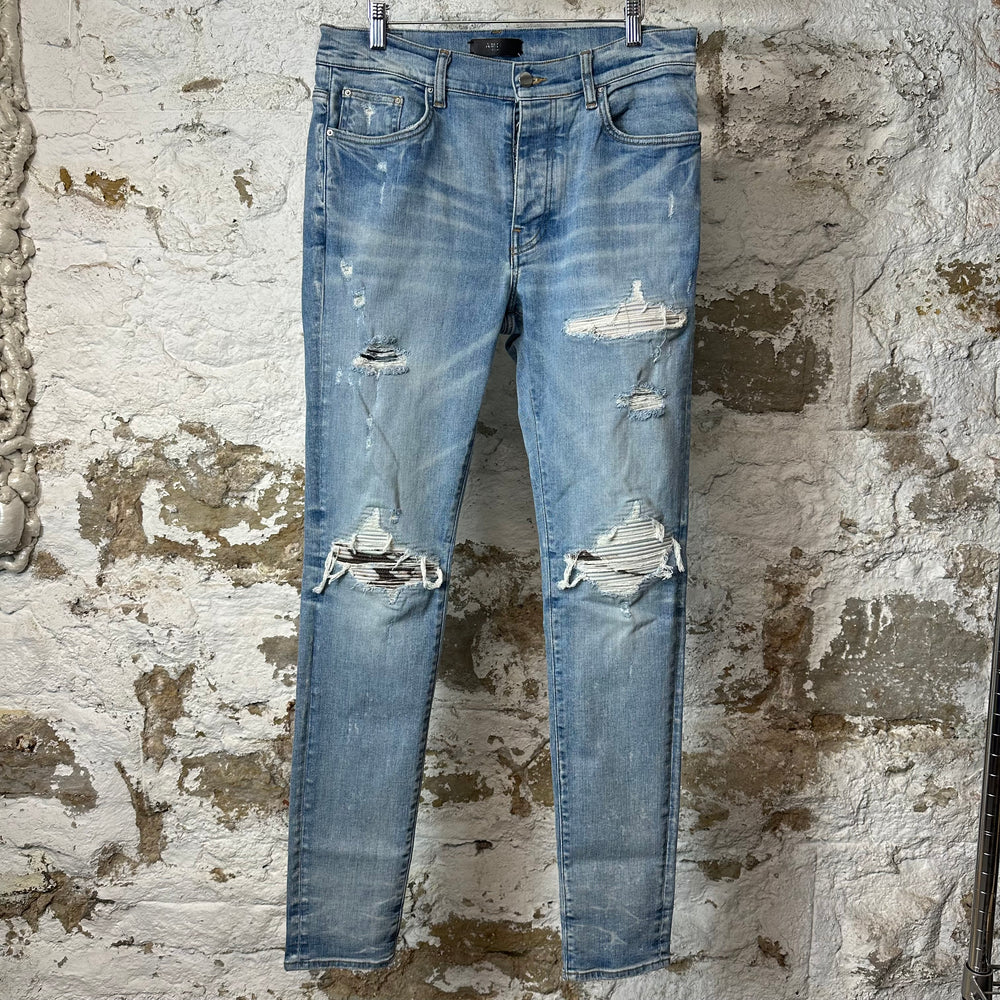 Amiri MX1 Marble Patch Blue Denim Jeans Sz 33