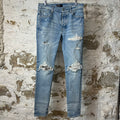 Amiri MX1 Marble Patch Blue Denim Jeans Sz 33