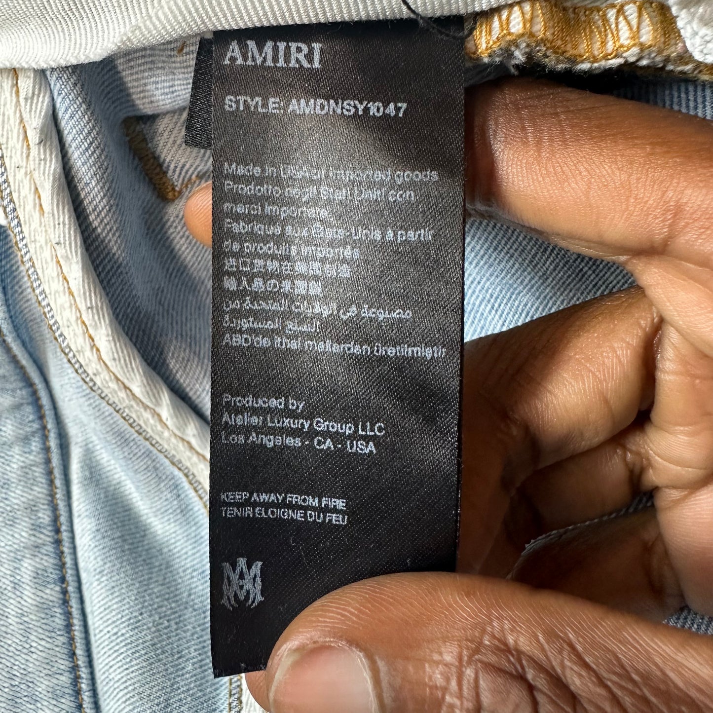 Amiri Paisley Core Logo Light Blue Denim Jeans Sz 36
