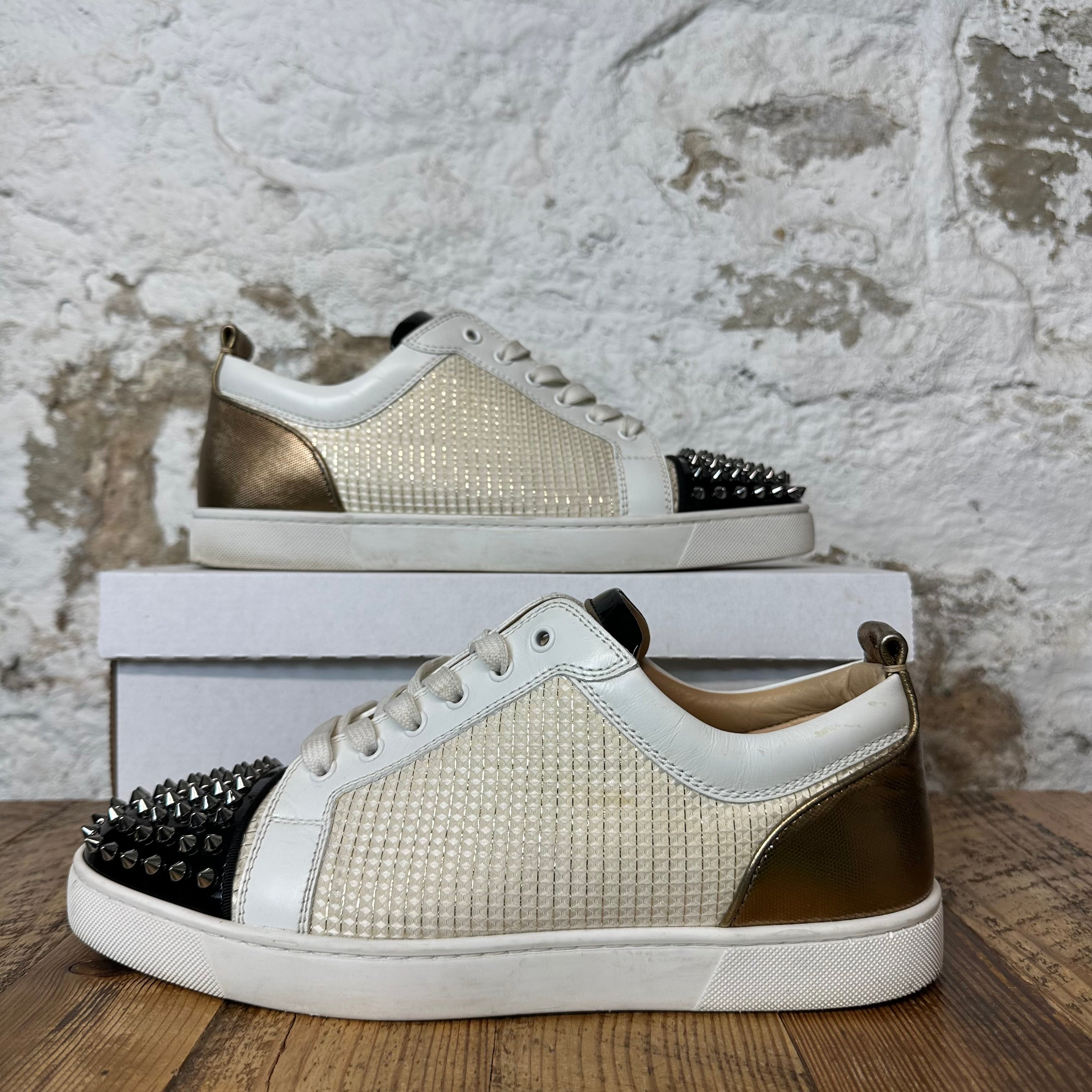 Christian Louboutin Gold Cream Black Spike Sneaker Sz 11 (44)