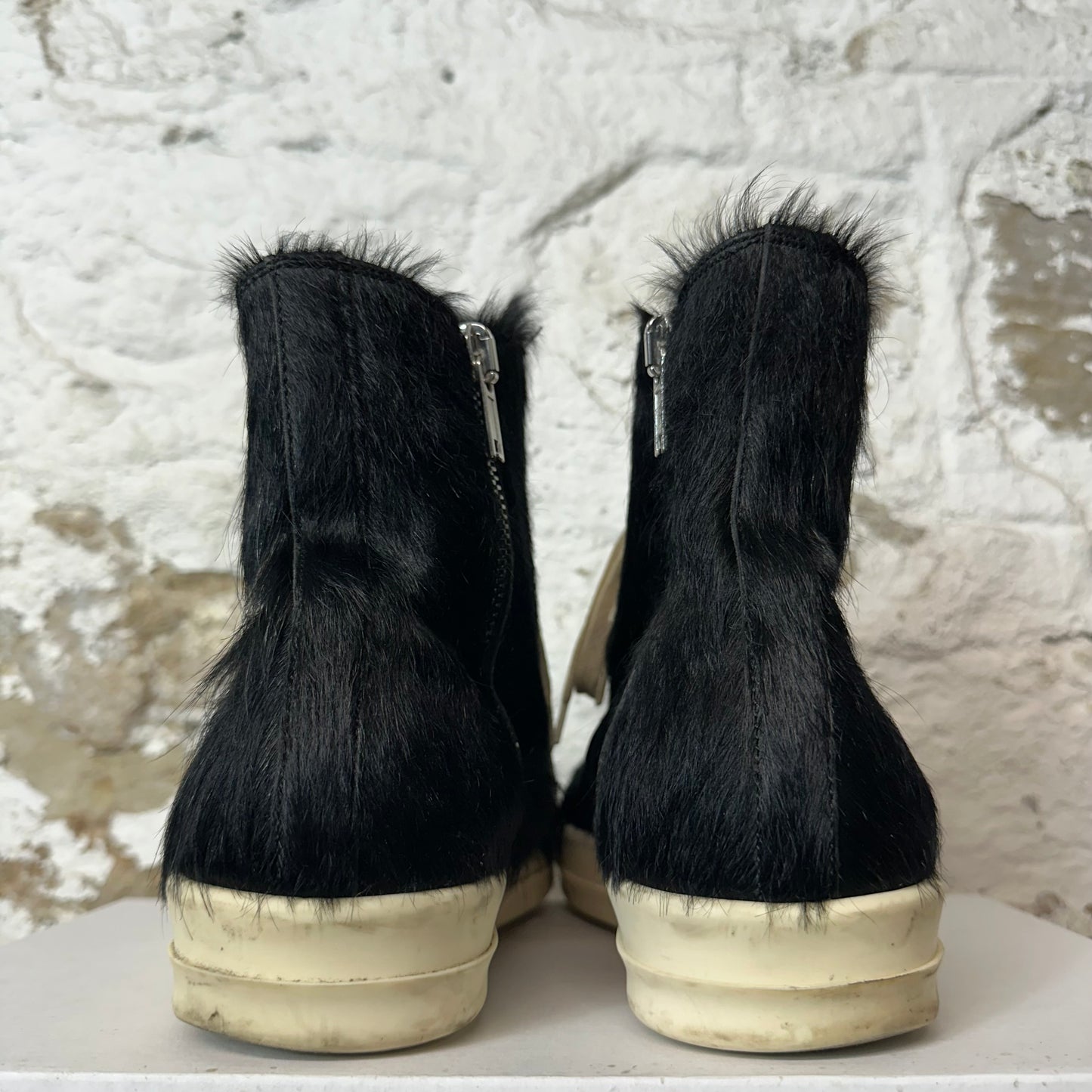 Rick Owens High Black Pony Hair Milk Sneaker Sz 9 (42)