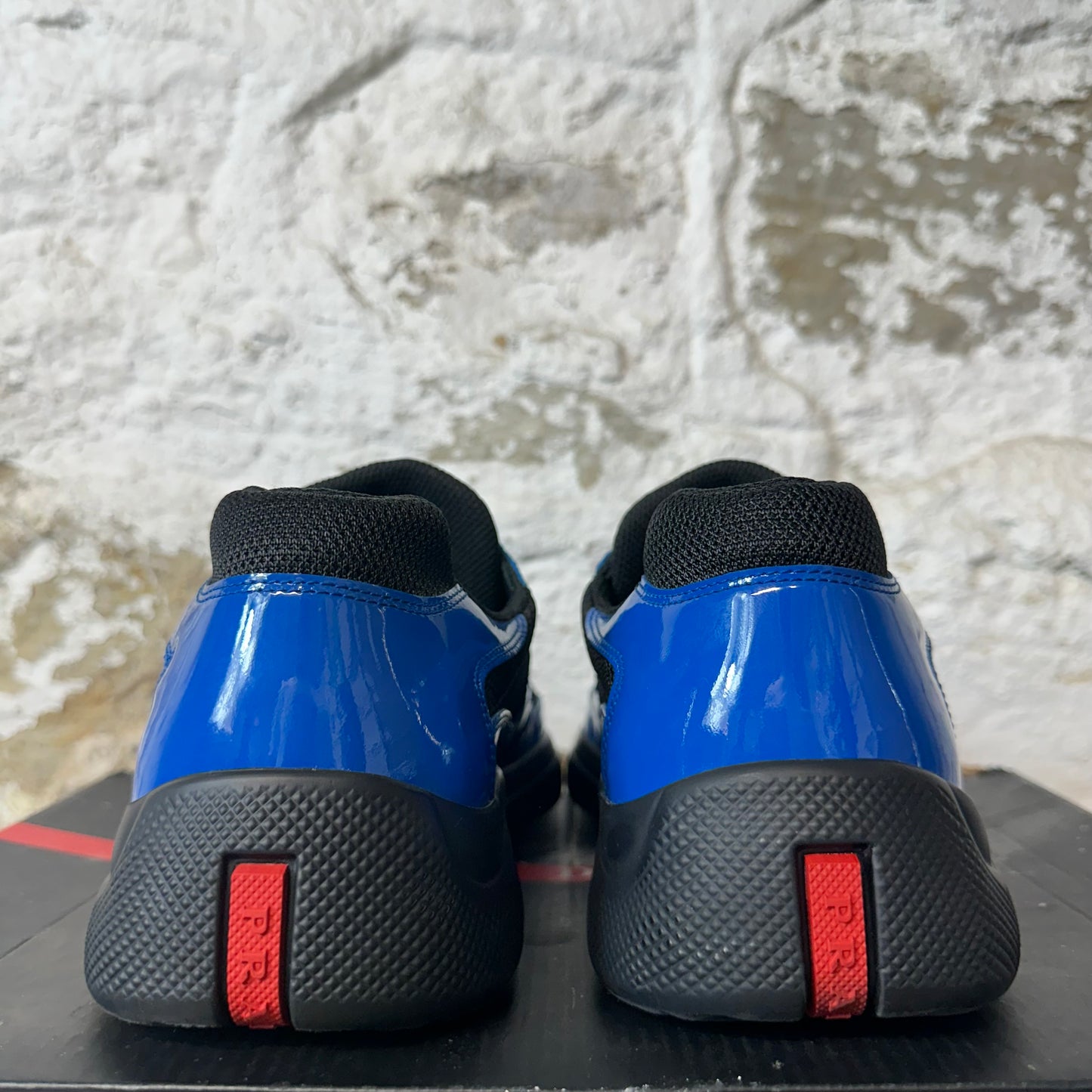 Prada Americas Cup Dark Blue Patent Black Sneaker Sz 11