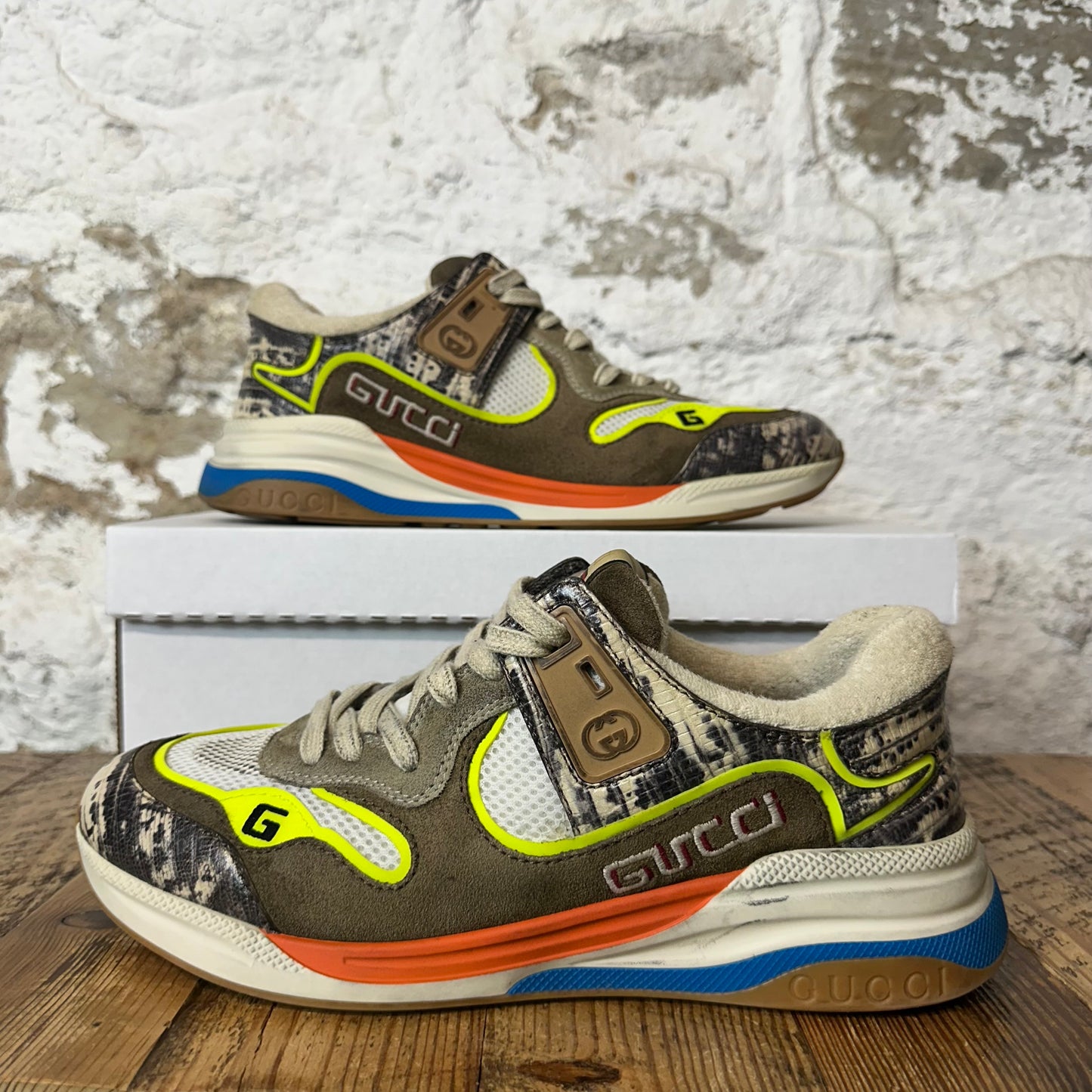 Gucci Ultrapace Brown Cream Sneaker Sz 8.5