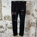 Amiri Red Tie Dye Core Logo Black Denim Jeans Sz 36