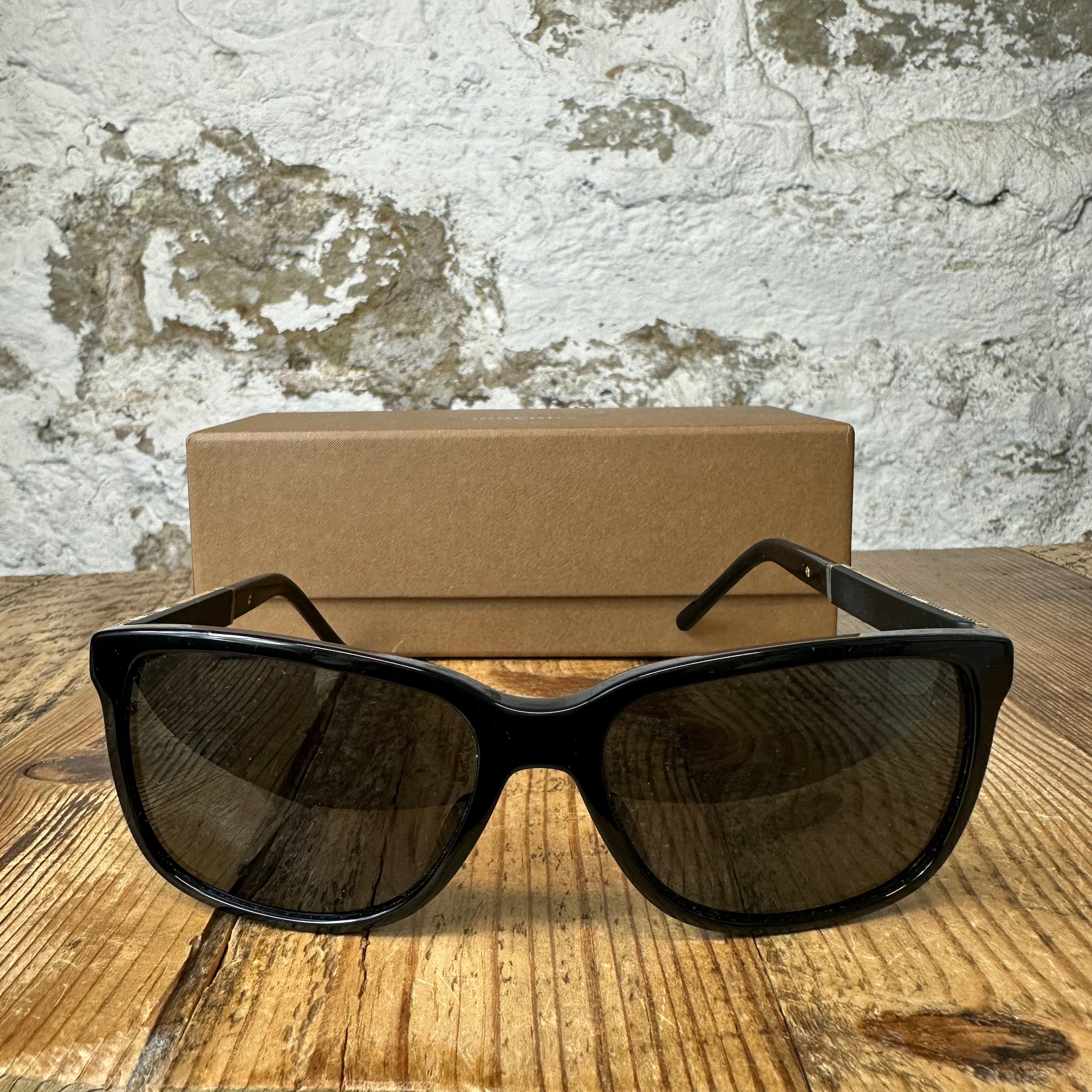 Burberry Black Tan Plaid Sunglasses W/ Box
